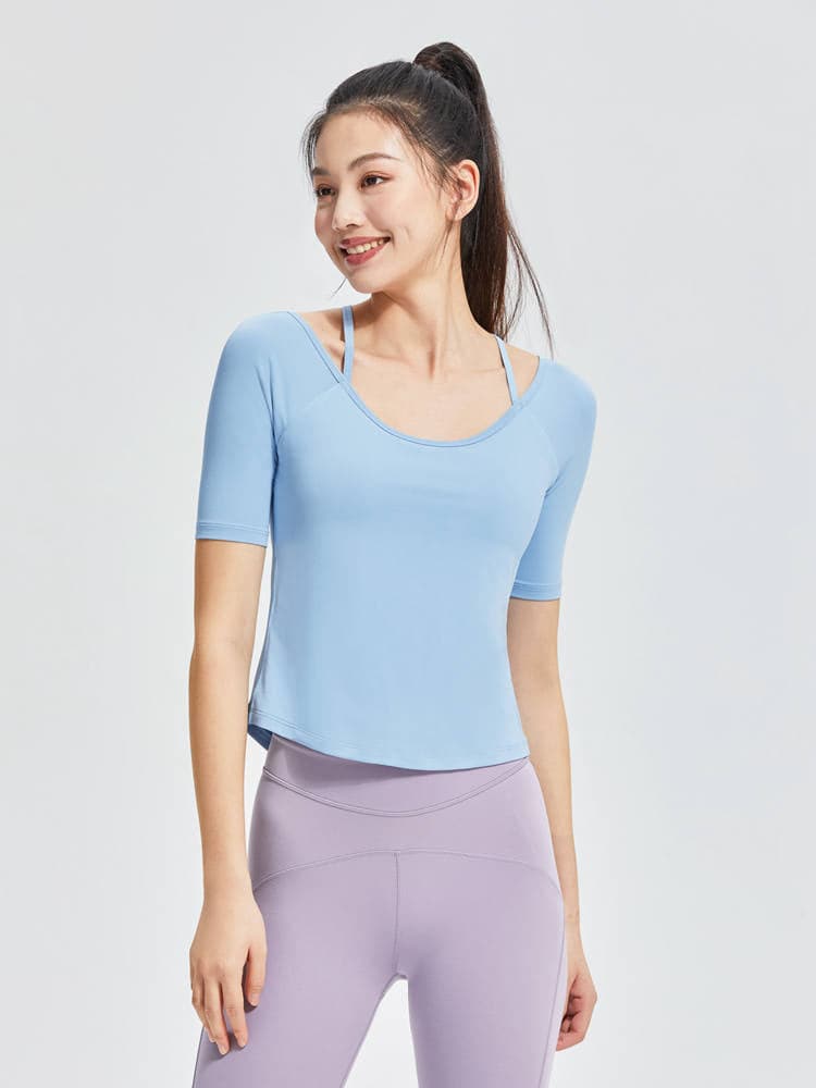 カップ付5分袖Tシャツ - SLOLI