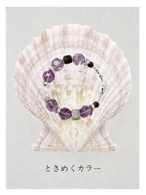 【惹きつける気品】マインドパープルブレスレット / 13mm多面カット紫水晶×癒やしの沈香木（ワンタッチ着脱仕様）