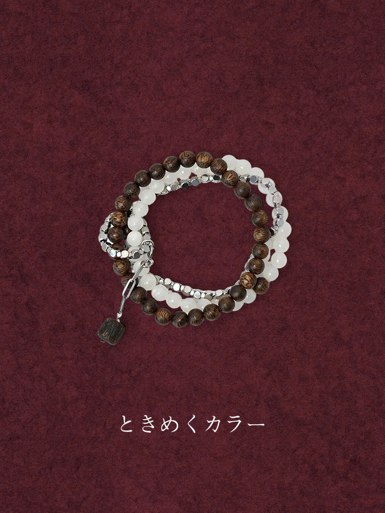 【幸運の3連】Sansheng / 1本ずつ離れる「三生万物」エナジーブレスレット / 沈香木×チタン×選べる3種天然石
