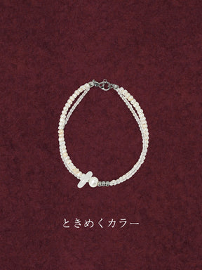【平安お守り】うたかた桜ブレスレット / 3mm極細ローズクォーツ×淡水ベビーパール（ピンク玉平安扣）