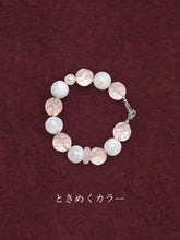 【🎀 恋引き】恋する粉雪ブレスレット / 14mm雪花幽霊×キラキラローズクォーツ（淡水バロックパール）