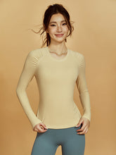 新品  丸ネックの速乾ヨガウェア 長袖シャツ - SLOLI